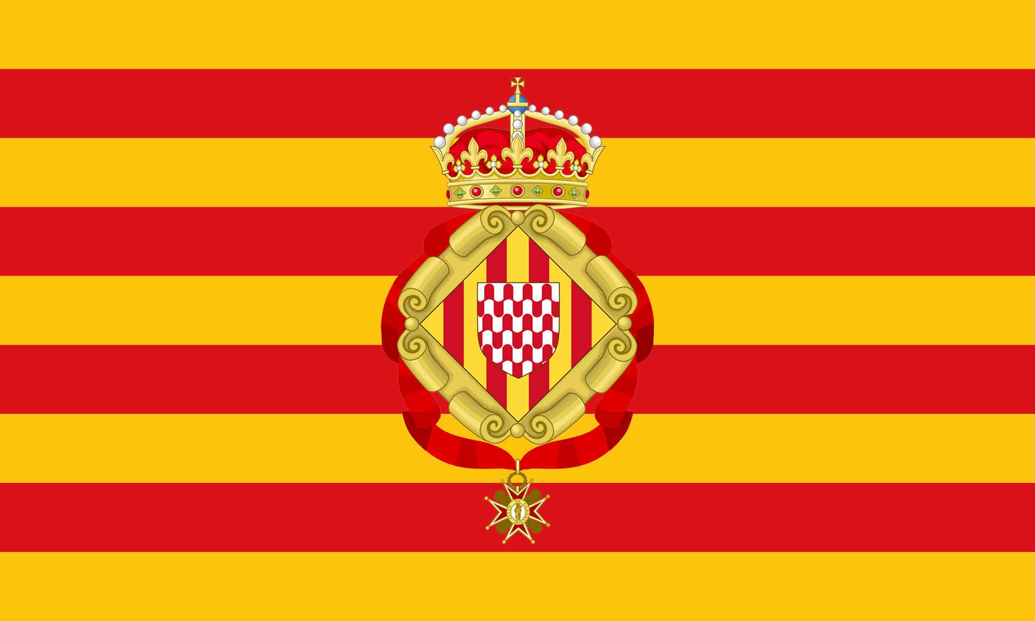 The Coat of Arms of the City of Girona on a flag of Calatunya