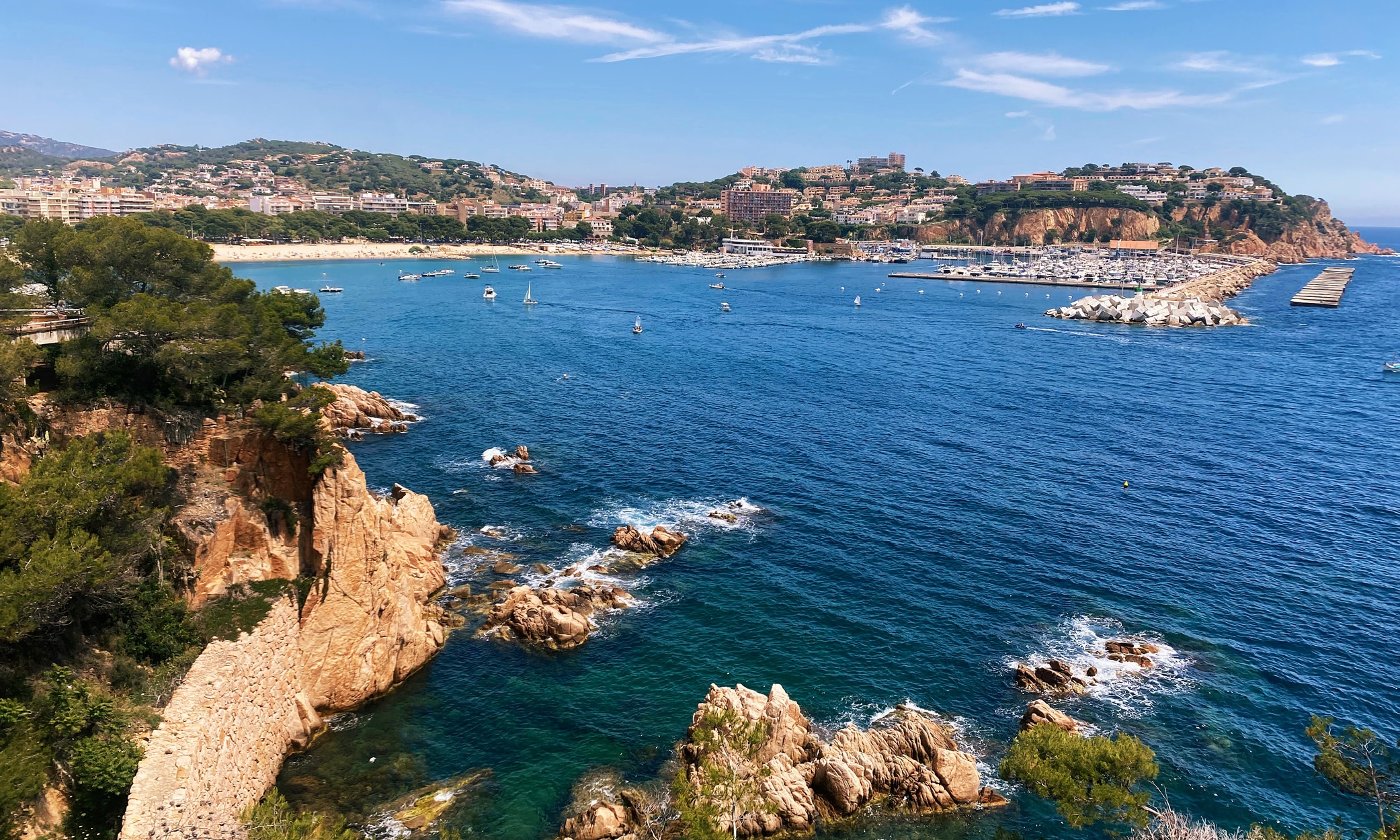 Panoramic view of Sant Feliu de Guíxols, Costa Brava.