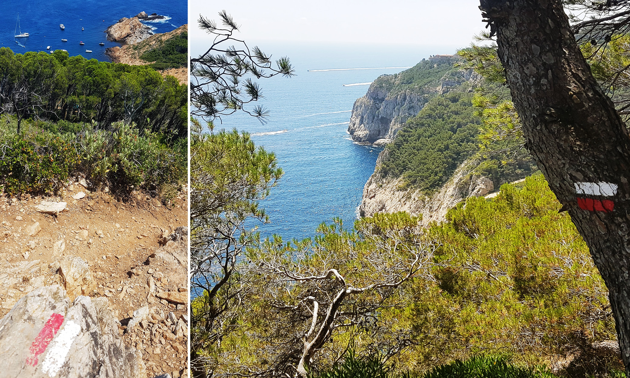 njoy costa brava beach towns of palafrugell polish and Indonesian flags marking the trail “Polish” and “Indonesian” flags marking the trail of Camino de Ronda, Costa Brava