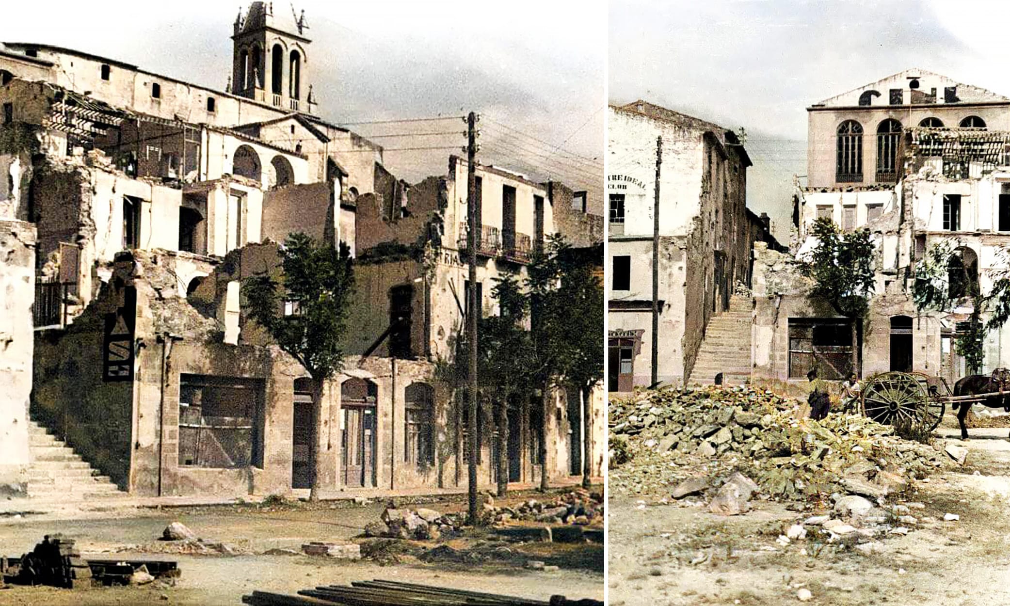 The old Hotel Trias beside the steps of Carrer Perill was destroyed by the bombing of 2 November 1937