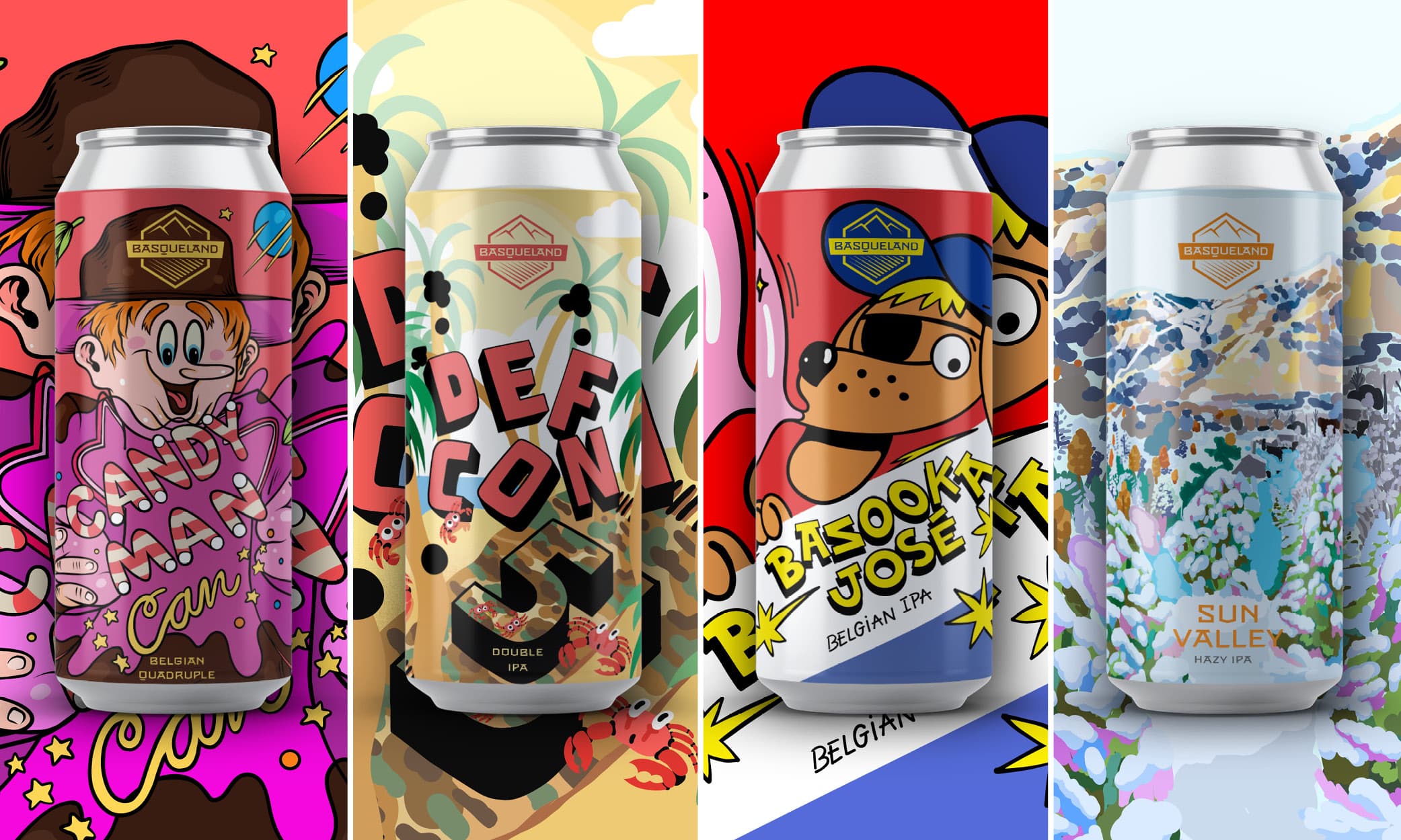 A selection of Basqueland beers in their artistic cans